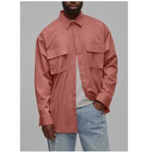 Mode of One Men's Long Sleeve Button Front Utility Shirt Sunbaked Clay Size M